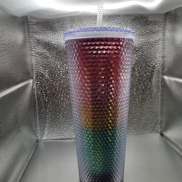 NWT! Starbucks New Summer 2020 Rainbow Pride Studded Bling 24 Ounce Tumbler Cup - Picture 3 of 3
